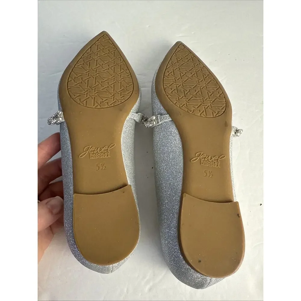 Jewel Badgley Mischka Women's Vana Pointed Toe Evening Flat Shoes Size 5 1/2 New - Picture 9 of 10